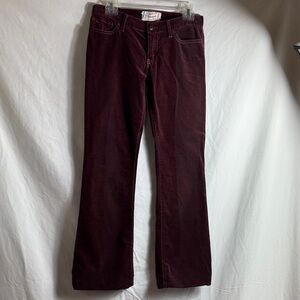 Abercrombie & Fitch Maroon Low Rise Velveteen Pants